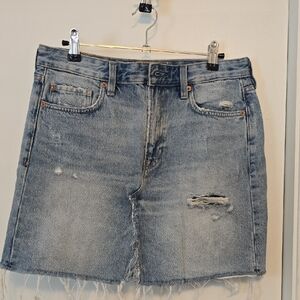 H&M Light Blue Distressed Mini Skirt